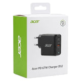 Acer 100w (67w pd) met netvoeding en usb-a, 2x usb-c oplader (zwart)