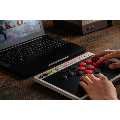 Kontroler 8bitdo Arcade (szary czerwony, 2,4 GHz Bluetooth USB, Nintendo Switch 1 + 2, PC)