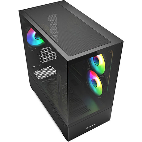 Obudowa mini tower Sharkoon mk6 rgb (czarna | 2x usb-a | 1x usb-c | rgb | szkło hartowane)