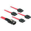 Delock 36-pinowy męski adapter mini SAS > 4x 7-pinowy adapter SATA (czerwony, 1 metr)