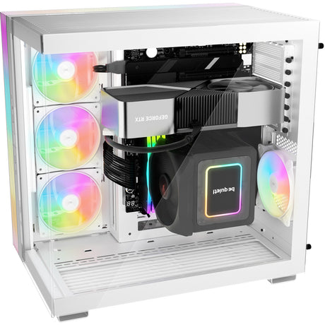 Bądź cicho! podstawa świetlna 600 dx obudowa midi tower (biała | 2x USB-A | 1x USB-C | RGB | szkło hartowane)