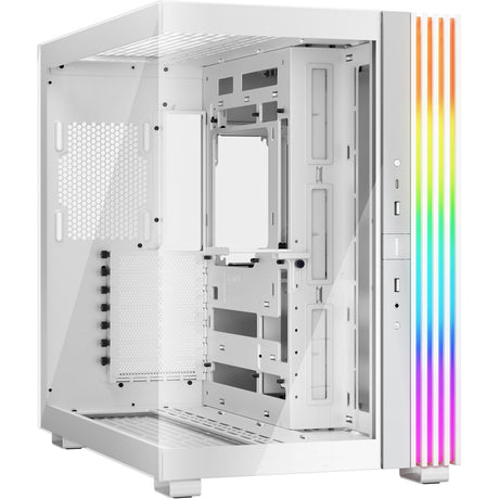 Bądź cicho! podstawa świetlna 600 dx obudowa midi tower (biała | 2x USB-A | 1x USB-C | RGB | szkło hartowane)