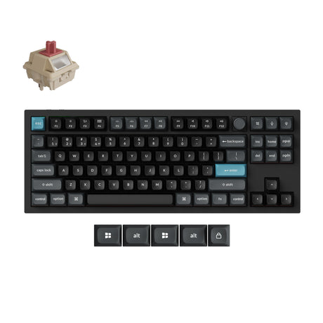 Keychron q3 ultra-m1 8k bezprzewodowa, niestandardowa klawiatura mechaniczna (czarna, układ amerykański (qwerty), jedwabny pom czerwony, 80% (tkl), rgb, hot swap, 8k, 2,4 ghz | bluetooth 5.2 | usb-c)