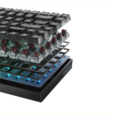 Lenovo legion k510 mini pro rgb mechanisch gaming toetsenbord (zwart, układ amerykański (qwerty), 75%, brązowy przełącznik, hot swap, usb)