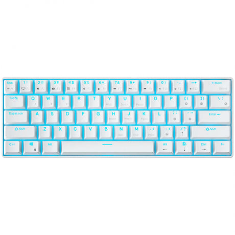 Bezprzewodowa klawiatura mechaniczna Royal Kludge RK61 (biała, układ US (QWERTY), 60%, czerwony przełącznik, RGB, hot swap, 2,4 GHz | USB-C | Bluetooth)