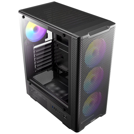 Obudowa midi tower Antec vx310 argb (czarna | 3x usb-a | szkło hartowane)