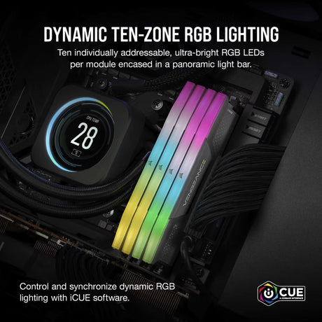 Corsair vengeance rgb 32 gb ddr5-6000 (2x 16 gb) werkgeheugen (zwart, cmh32gx5m2d6000z38, expo)