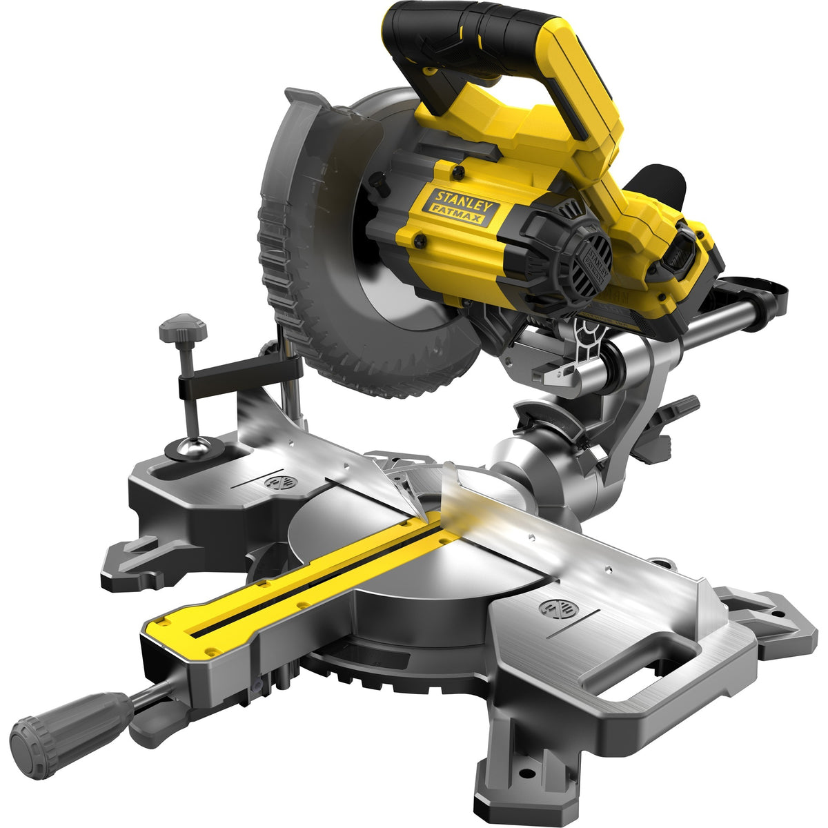 Stanley fatmax v20 18v 4.0ah 190 mm piła poprzeczna i ukośna (żółto-czarna, akumulator (18v, 4.0ah) i ładowarka (2a) w zestawie)