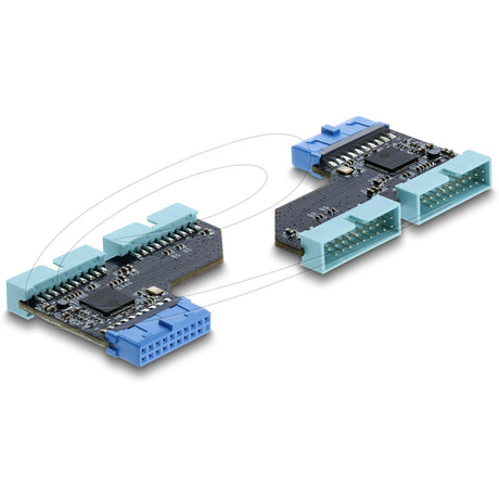 Delock Koncentrator USB 5 Gbps z 20-pinową listwą żeńską na 2 x USB 5 Gbps z 20-pinową listwą, męski adapter (niebieski)