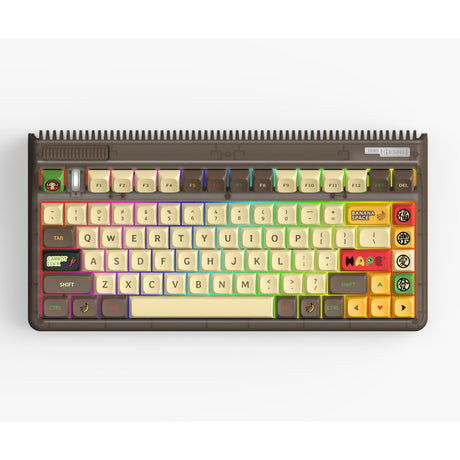 Bezprzewodowa klawiatura mechaniczna Iqunix og80 happy ape (czarna, układ amerykański (qwerty), ttc święta panda, 80% (tkl), diody rgb, możliwość wymiany podczas pracy, pbt, 2,4 ghz | bluetooth 5.1 | usb-c)