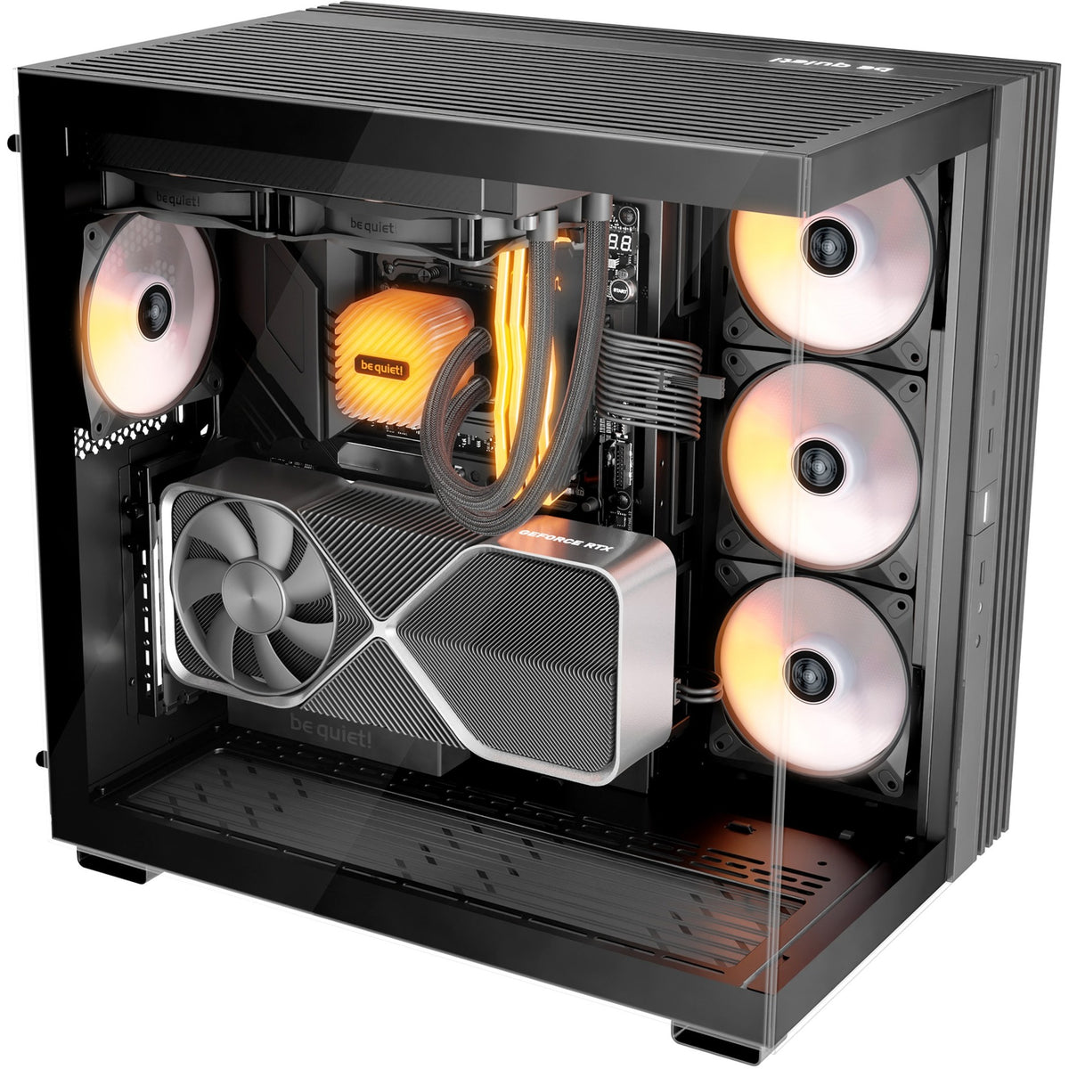 Bądź cicho! podstawa świetlna 600 dx obudowa midi tower (czarna | 2x USB-A | 1x USB-C | RGB | okienko)