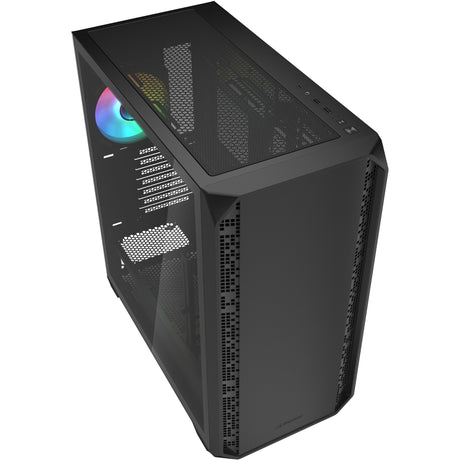 Obudowa midi tower Sharkoon ak2 rgb (czarna | 2x usb-a | 1x usb-c | rgb | szkło hartowane)
