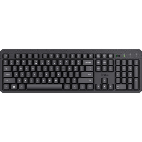 Klawiatura bezprzewodowa Trust Ody II (czarna, układ UE (QWERTY), membranowa, cicha)