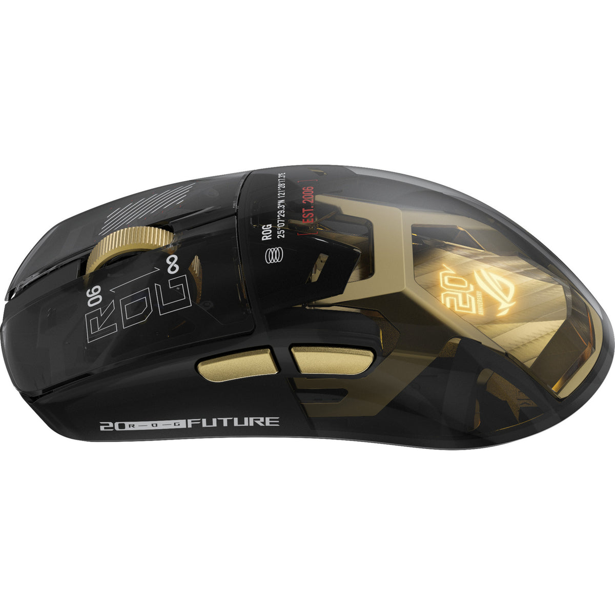 Asus rog harpe ii extreme edition 20 gaming mouse (zwart goud, 65.000 dpi, usb bluetooth 5.1 2.4ghz)