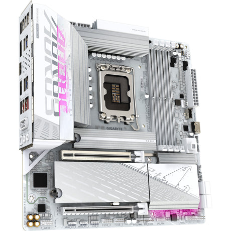 Płyta główna Gigabyte B860M Aorus Elite WiFi6E Ice Socket 1851 (srebrno-biała, RAID, 2,5 GB-LAN, Wi-Fi 7, BT, dźwięk, µATX)