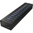 Icy box ib-ac6113 koncentrator USB (czarny, 13x USB 3.0, 1x port ładowania USB)