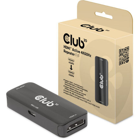 Aktywny wzmacniacz sygnału Club 3D HDMI 4K60 Hz F F (czarny)