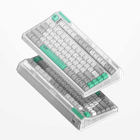 Bezprzewodowa klawiatura mechaniczna z tunelem czasoprzestrzennym Iqunix OG80 (szara, układ US (QWERTY), Cherry MX Brown, 80% (TKL), diody LED RGB, możliwość wymiany podczas pracy, PBT, 2,4 GHz | Bluetooth 5.1 | USB-C)