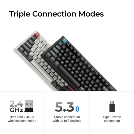 Keychron q3 ultra-m4 8k bezprzewodowa, niestandardowa klawiatura mechaniczna (czarna, układ amerykański (qwerty), jedwabny pom banan, 80% (tkl), rgb, hot swap, 8k, 2,4 ghz | bluetooth 5.2 | usb-c)