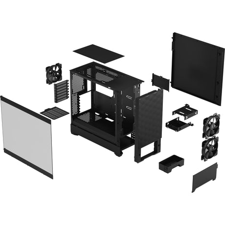 Obudowa midi tower w stylu fraktalnym pop air (czarna | 2x USB-A | szkło hartowane)