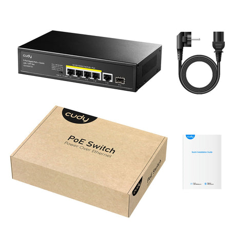 Cudy 5-portowy przełącznik 10 100 1000 poe+ z 1 portem sfp (czarny)