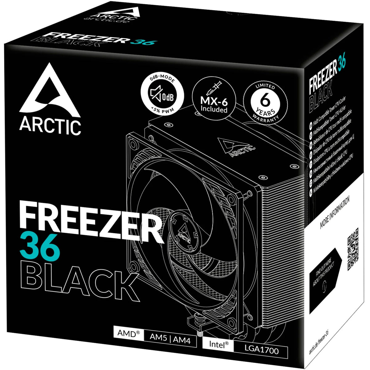 Chłodnica procesora Arctic Zamrażarka 36 (czarna, 4-pin PWM)