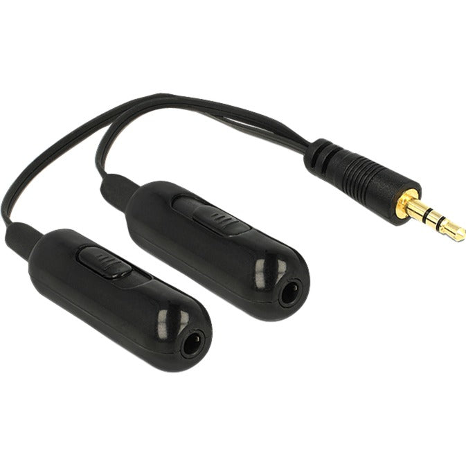 Delock kabel 1x 3,5 mm (męski) > 2x 3,5 mm (czarny, 0,19 m)