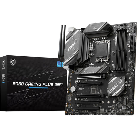 Płyta główna MSI B760 Gaming Plus Wi-Fi Socket 1700 (szary czarny, RAID, 2,5 GB LAN, Wi-Fi 6e, BT, dźwięk, ATX)