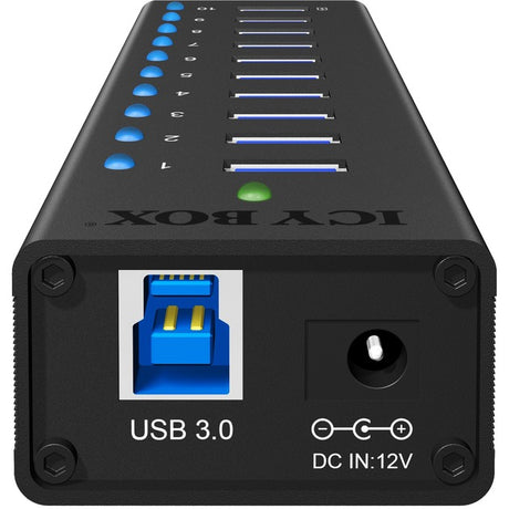 Icy box ib-ac6110 koncentrator USB (czarny, 10x porty USB 3.0)