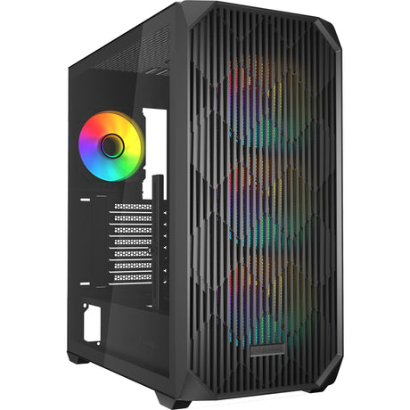 Obudowa midi tower Sharkoon ak3 rgb (czarna | 2x usb-a | 1x usb-c | rgb | szkło hartowane)