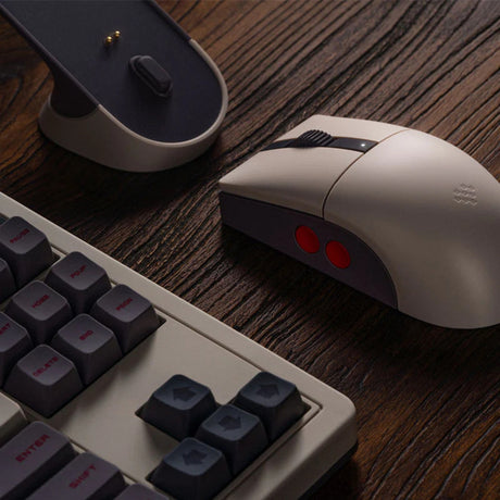Mysz 8bitdo retro r8 - edycja n (szary czerwony, 50 - 26000 dpi, Bluetooth USB-C 2,4 GHz)