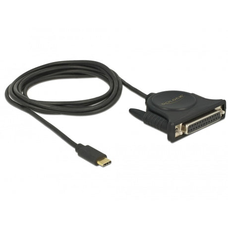 Delock USB-C 2.0 męski > 1 x równoległy kabel żeński DB25 (czarny, 1,8 m)