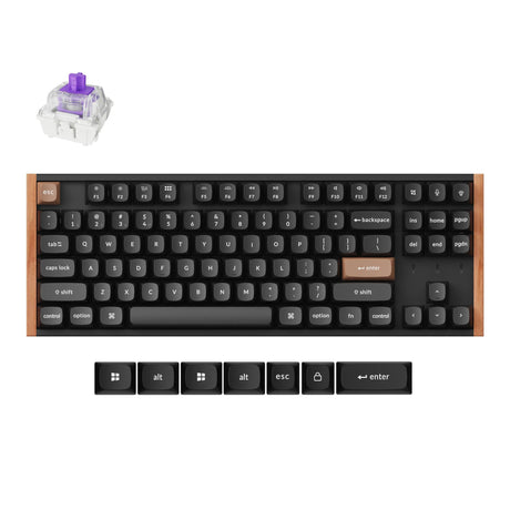 Klawiatura mechaniczna Keychron k8 he-f1 rgb (czarna, układ amerykański (qwerty), mgławica magnetyczna gateron z podwójną szyną, 80% (tkl), diody rgb, osa double-shot pbt, hot swap, usb-c | 2,4 ghz | bluetooth 5.1)