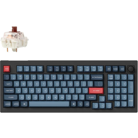 Klawiatura mechaniczna Keychron v5 max-d3 rgb (czarna, układ us (qwerty), gateron jupiter brown, 96%, diody rgb, double-shot pbt, hot swap, 2.4 | bluetooth | usb-c, pokrętło)