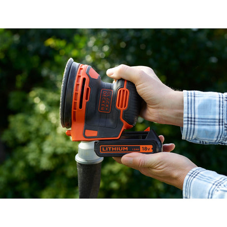 Szlifierka mimośrodowa akumulatorowa Black+decker bdcros18 18 V (czarno-pomarańczowa, torba do przechowywania, ładowarka i akumulator w zestawie)