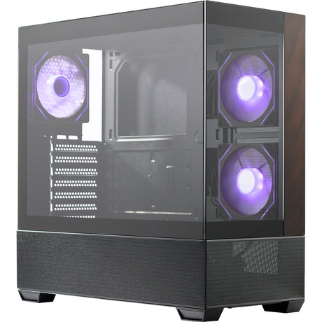 Obudowa Cooler Master Elite 690 Wood Midi Tower (kolor czarnego drewna | 2x USB-A | 1x USB-C | RGB | szkło hartowane)
