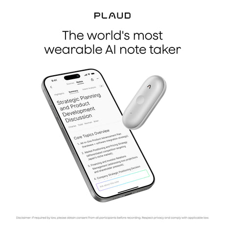 Dyktafon Plaud Notepin (srebrny, 64 GB, Bluetooth 5.2 BLE (Bluetooth low Energy) Wi-Fi)