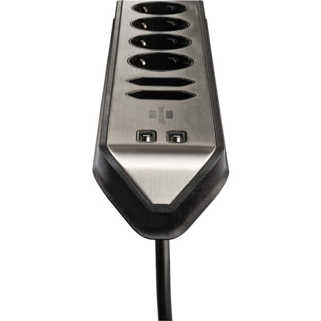 Brennerstuhl ®estilo narożna listwa przyłączeniowa z funkcją ładowania USB 6-kierunkowa 4x gniazdo ochronne 2x euro srebrny czarny