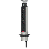 Brennerstuhl Tower Power Gniazdo ładowarki USB 3-kierunkowe z podwójnym wejściem ładowania USB 2m H05VV-F 3G1.5 całkowicie zagłębione w blacie stołu
