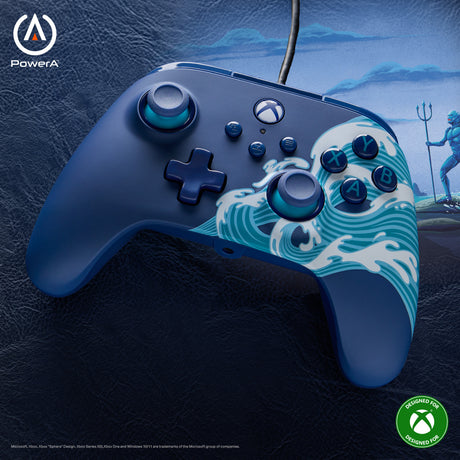 Kontroler Powera Advantage z kablem do serii Xbox x|s - fala wodna (błękitny, xbox series x|s, xbox one, PC)
