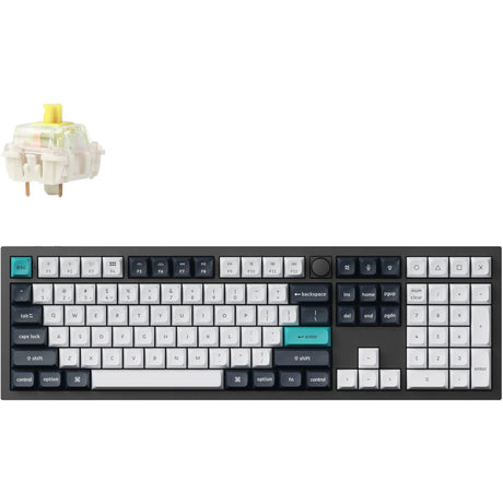 Klawiatura mechaniczna Keychron Q6 Max-M4 RGB (czarna, układ US (QWERTY), Gateron Jupiter Banana, 100%, diody LED RGB, KSA double-shot PBT, hot swap, pokrętło, 2,4 GHz | Bluetooth 5.1 | USB-C)