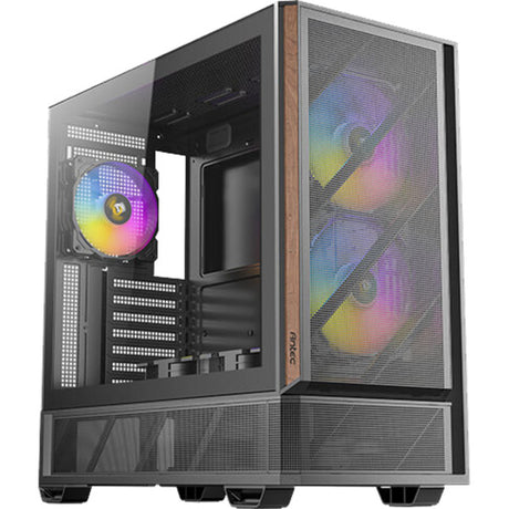 Antec p30 argb midi tower behuizing (zwart houtkleur | 2x usb-a | 1x usb-c | tempered glass)