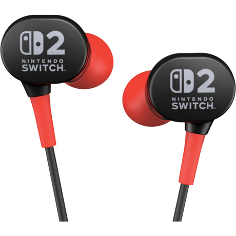 Przewodowe słuchawki douszne Powera do Nintendo Switch 2 douszne (czarno-czerwone, Nintendo Switch 2, Nintendo Switch, Nintendo Switch - model OLED, Nintendo Switch Lite)