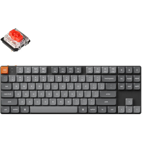 Klawiatura mechaniczna Keychron k1 max-h1 rgb (czarna, układ amerykański (qwerty), gateron low profile 2.0 mechaniczna czerwona, 75%, diody rgb, double-shot pbt, hot swap, 2,4 ghz | bluetooth 5.1 | usb-c)