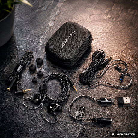 Sharkoon stealthbite iem in-ear oortjes (zwart, pc, usb-a, usb-c, 3,5 mm)