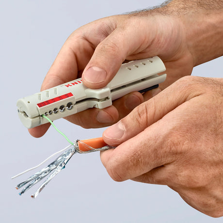 Narzędzie do ściągania izolacji Knipex 16 65 125 sb nadaje się do: kabla Cat5 4,5 do 10 mm 0,2 do 4,0 mm²