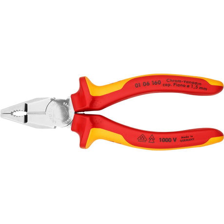 Szczypce uniwersalne Knipex 01 06 160 chromowo-wanadowe 160mm vde