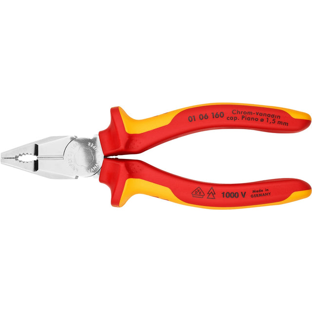 Szczypce uniwersalne Knipex 01 06 160 chromowo-wanadowe 160mm vde