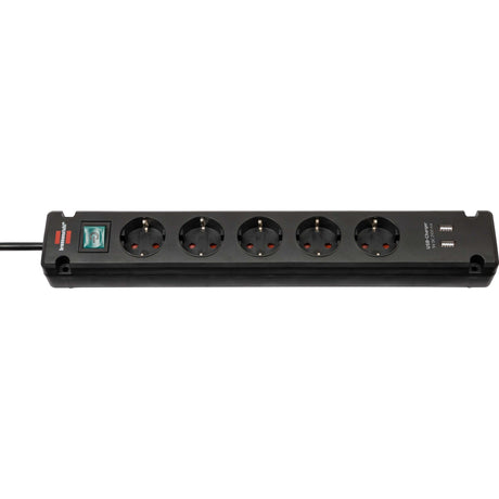 Listwa zasilająca Brennerstuhl bremounta 5-kierunkowa listwa zasilająca (czarna, 2x USB)
