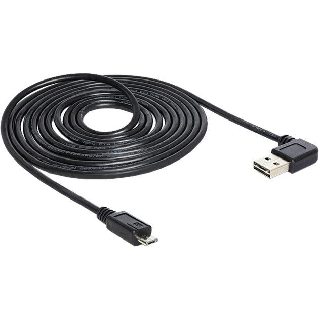 Delock USB 2.0 męski lewy prawy > micro-B, kabel 3m (czarny, 83384)
